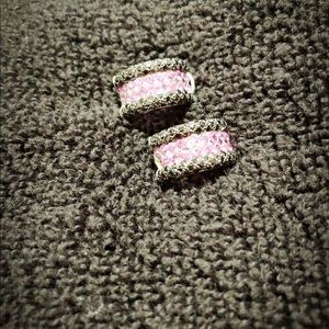 Pink and black diamond earrings